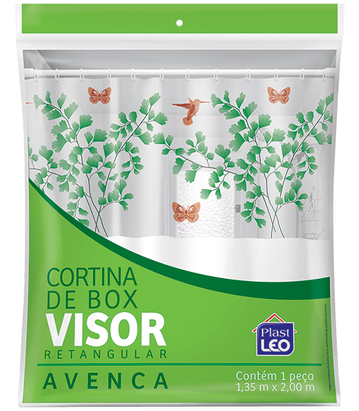 Cortina de Box vinil com visor estampado -Avenca