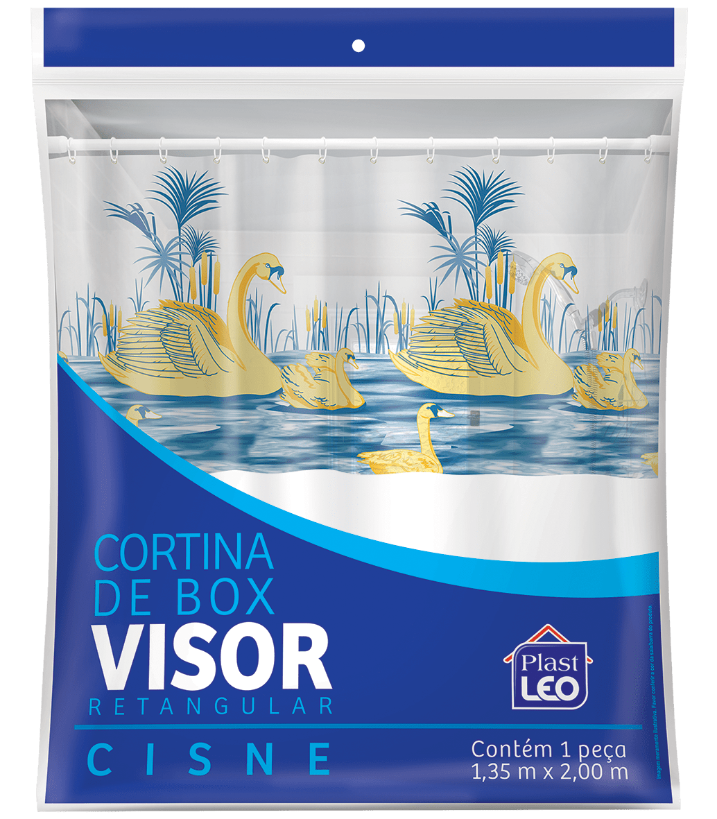 Cortina de Box vinil com visor estampado -Cisnes