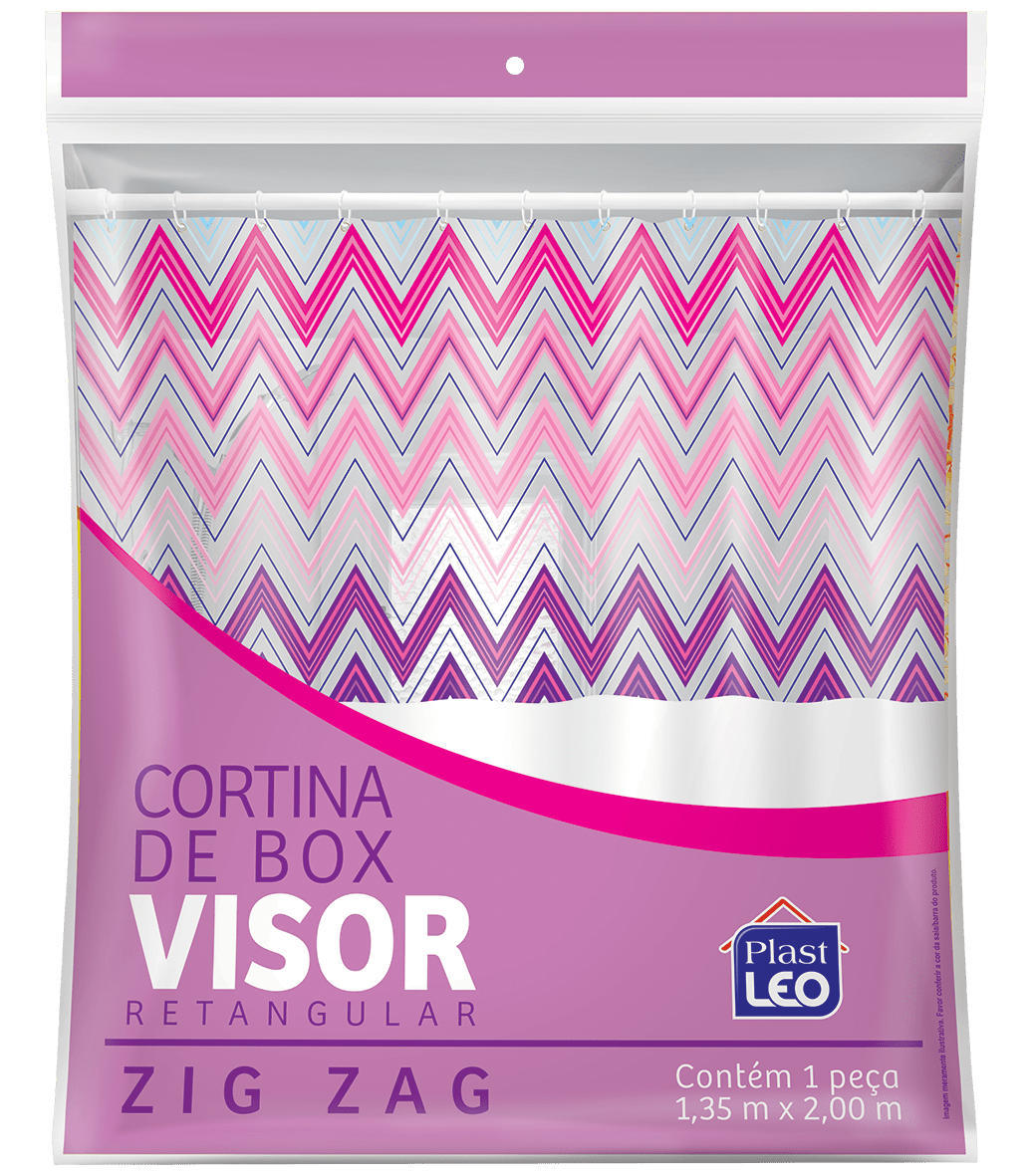 Cortina de Box vinil com visor estampado -Zig Zag