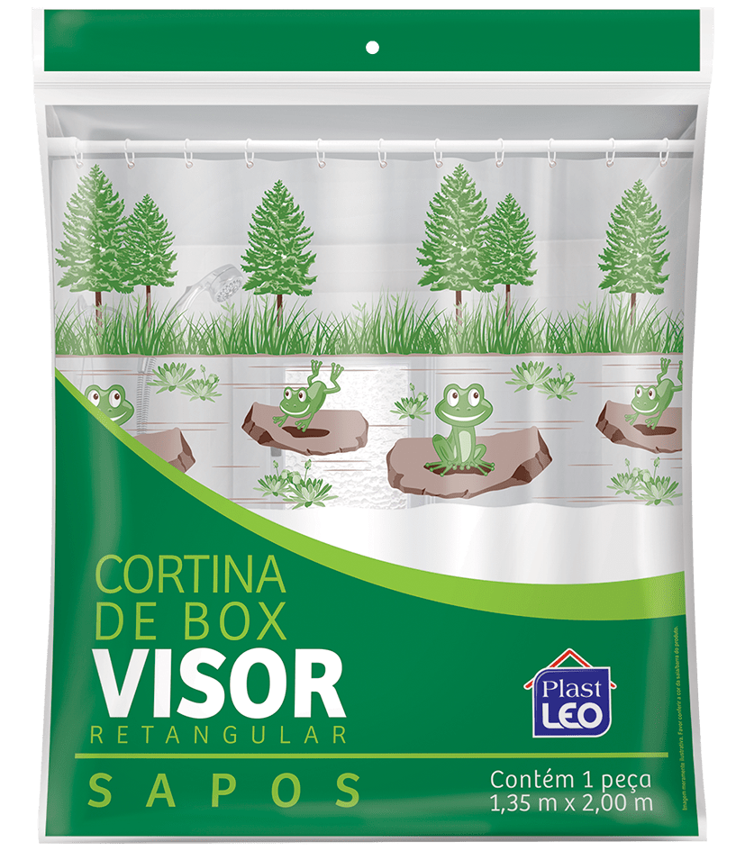 Cortina de Box vinil com visor estampado -Sapos