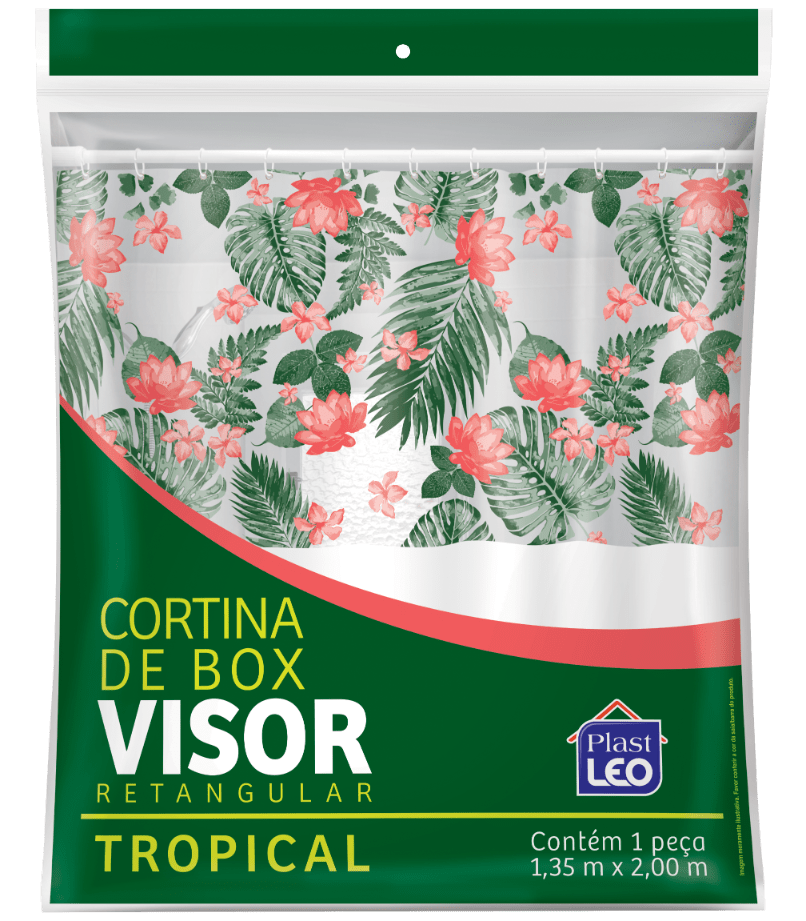 Cortina de Box vinil com visor estampado -Tropical