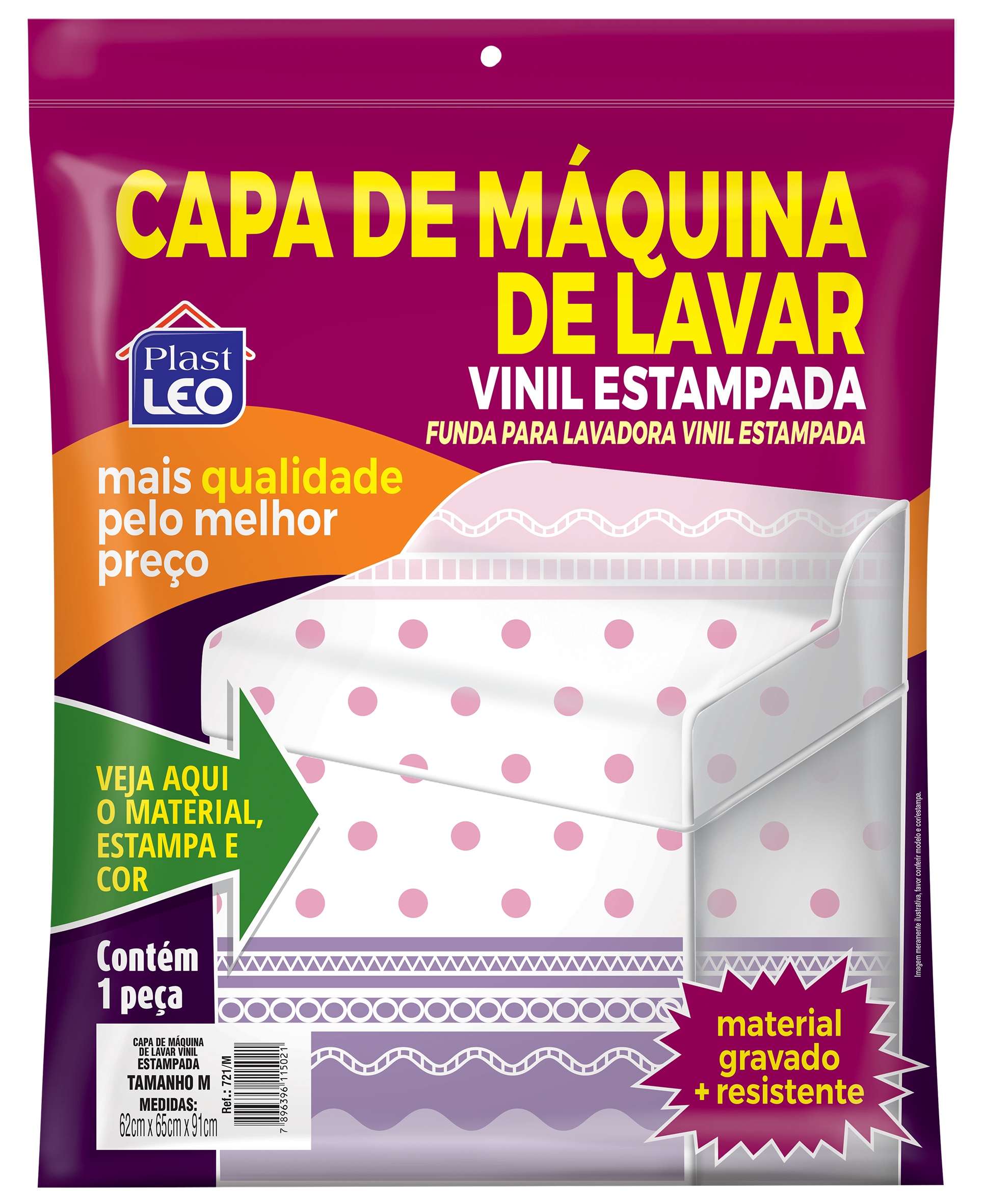 Capa para máquina de lavar Vinil estampada -Tam. G