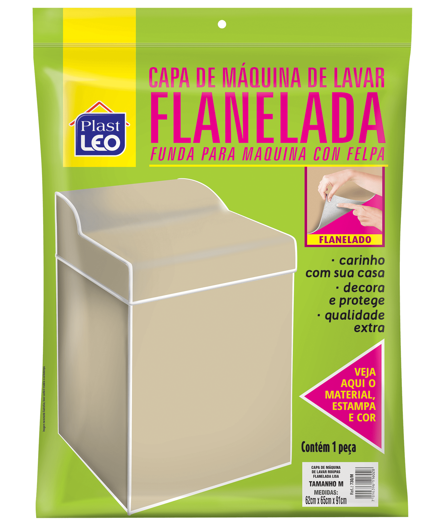 Capa para máquina de lavar flanelada lisa-Tam. M