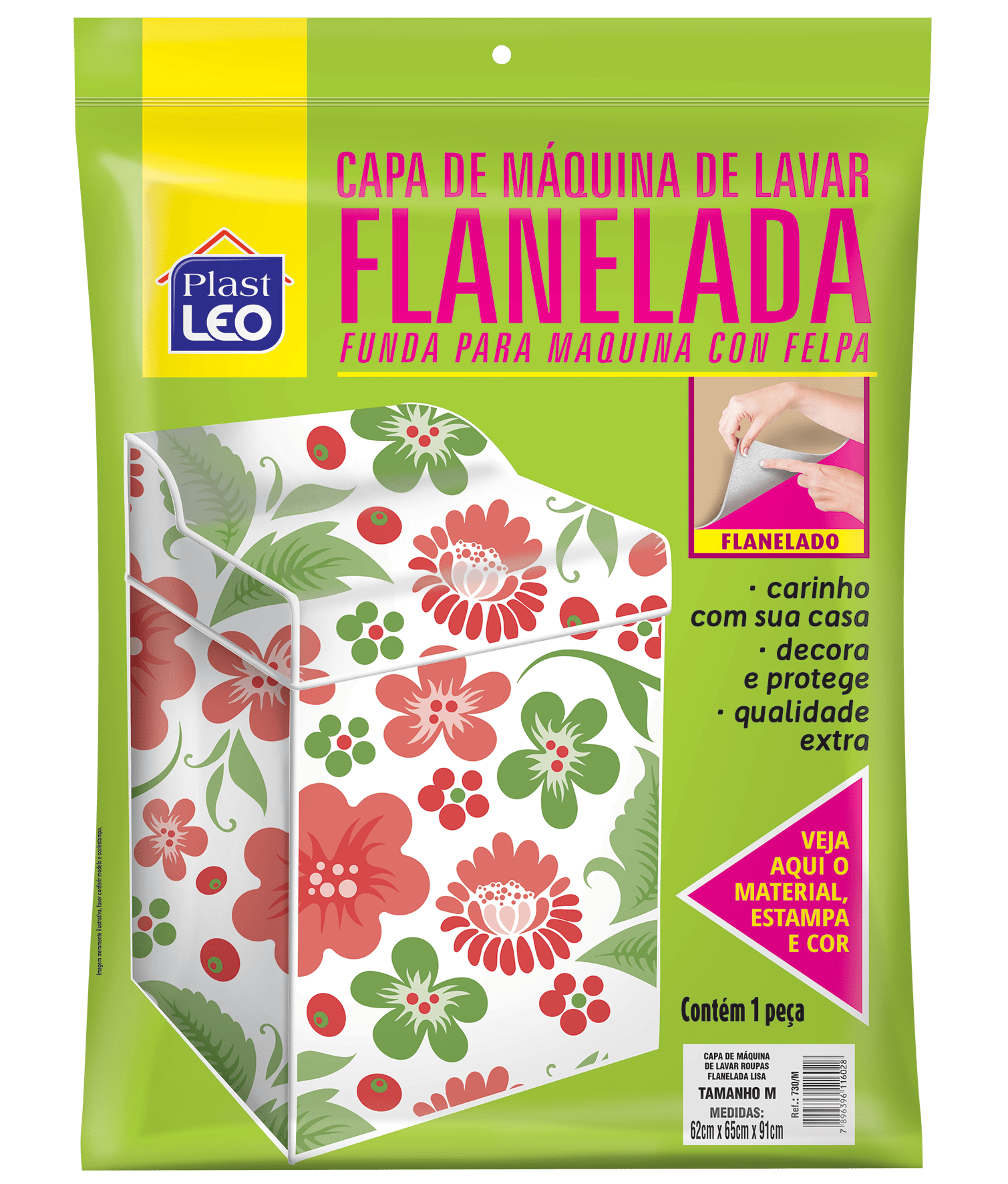 Capa para máquina de lavar flanelada lisa-Tam. M