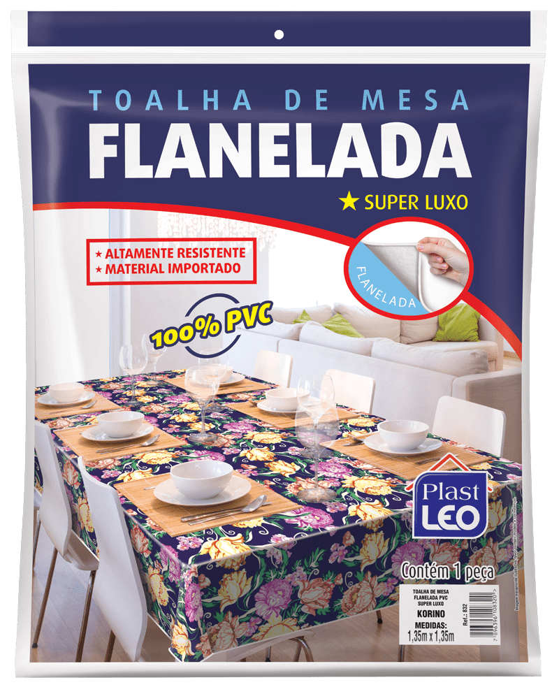 Toalha de mesa flanelada PVC Superluxo estampada